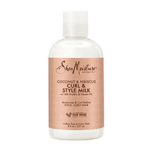 shea moisture coconut and hibiscus curl and style milk for thick and curly hair