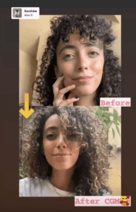 curly hair before after using products
