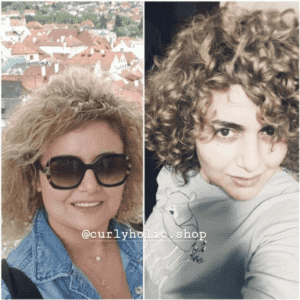 curly hair short before and after