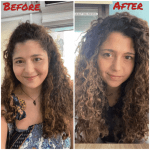 curly hair before and after