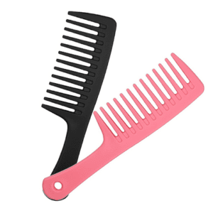 wide tooth comb black + pink