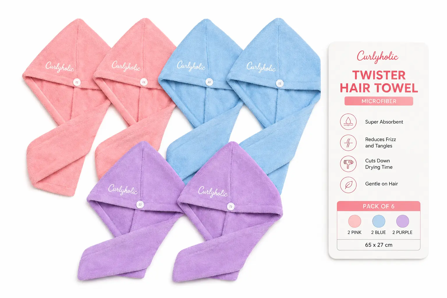 Home 19 Twister Microfiber Towel 6 packs _76x76